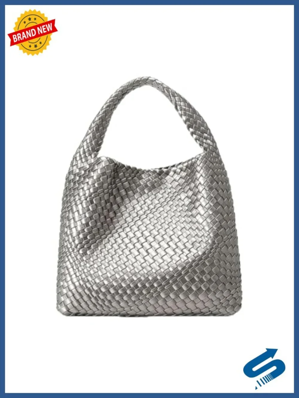 Woven Large Tote Bag for Women, Vegan Leather Travel Handbag, Casual Work